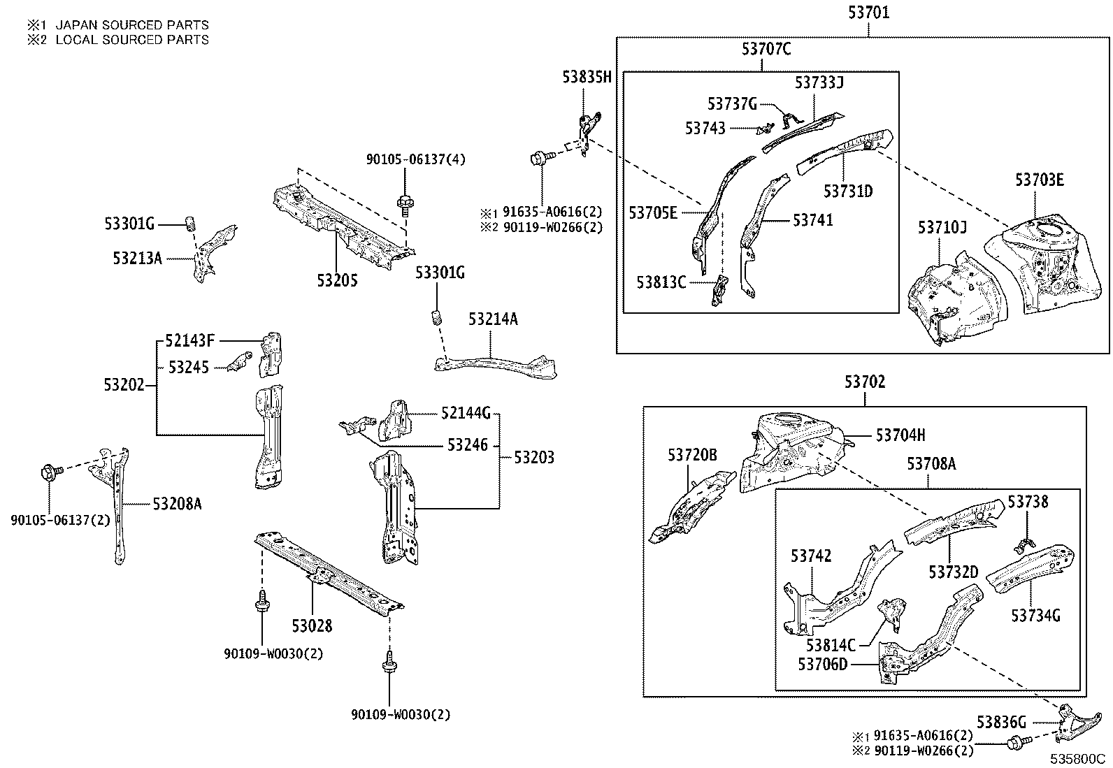 16593-0T150 GUIDE, RADIATOR AIR, NO.1 RH product image