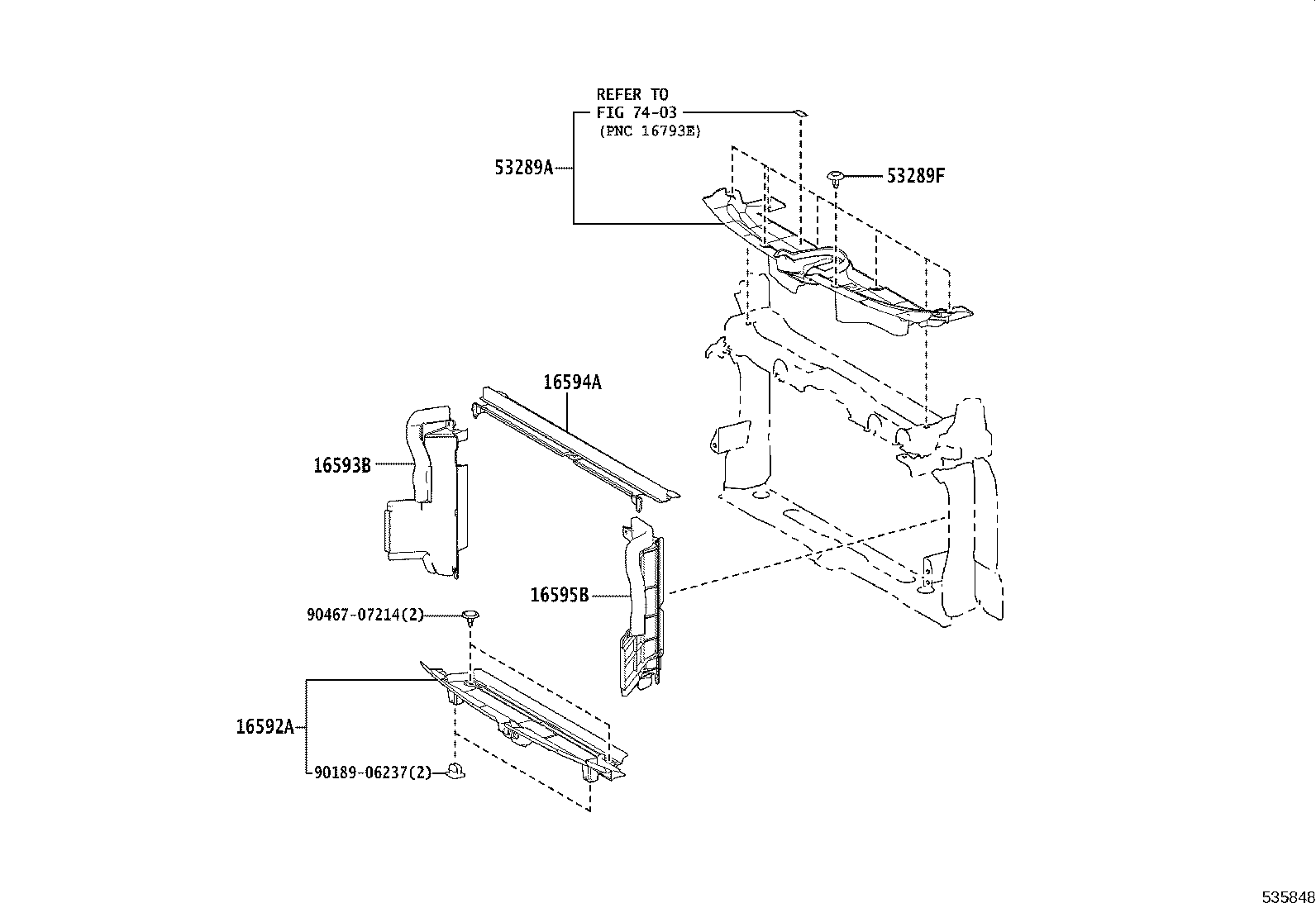 16595-37280 GUIDE, RADIATOR AIR, NO.1 LH product image