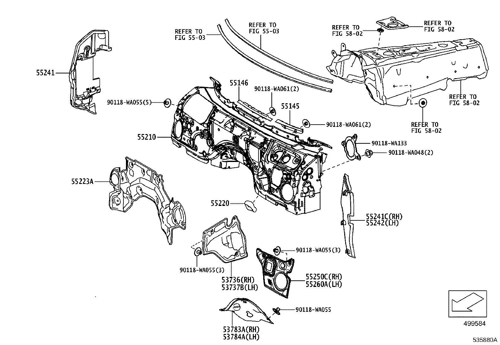 Toyota 55101-WAA02 PANEL SUB-ASSY, DASH