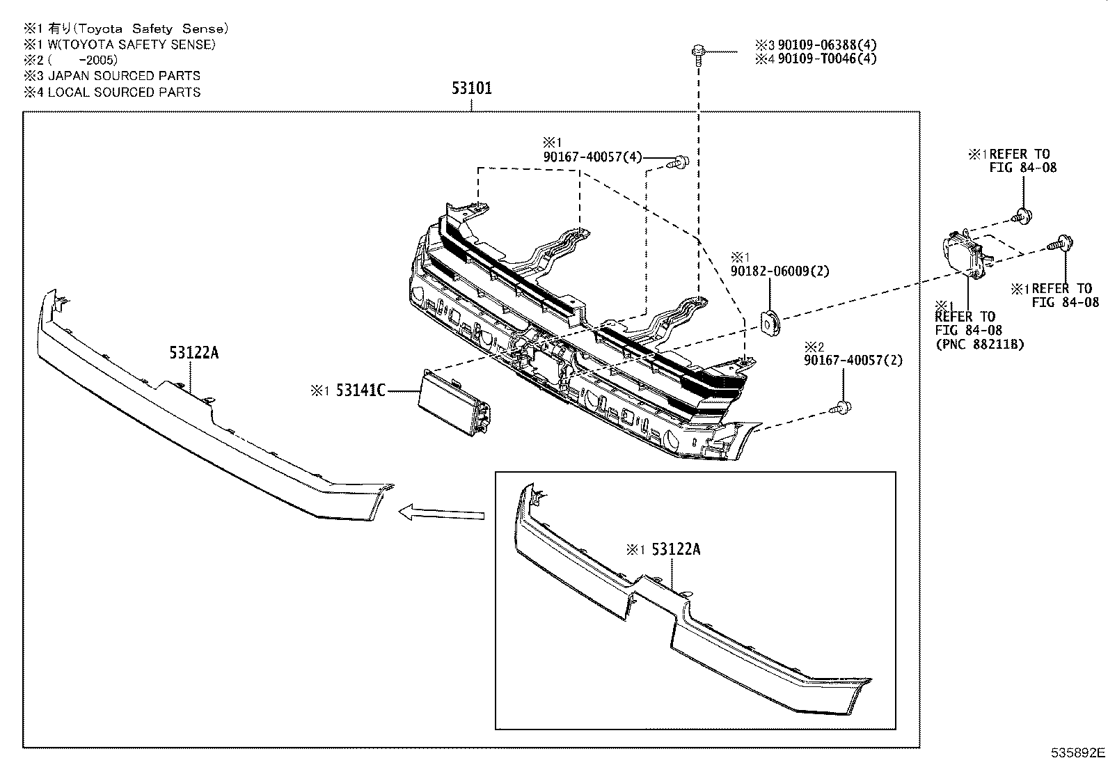 Toyota 53101-V3151 GRILLE SUB-ASSY, RADIATOR