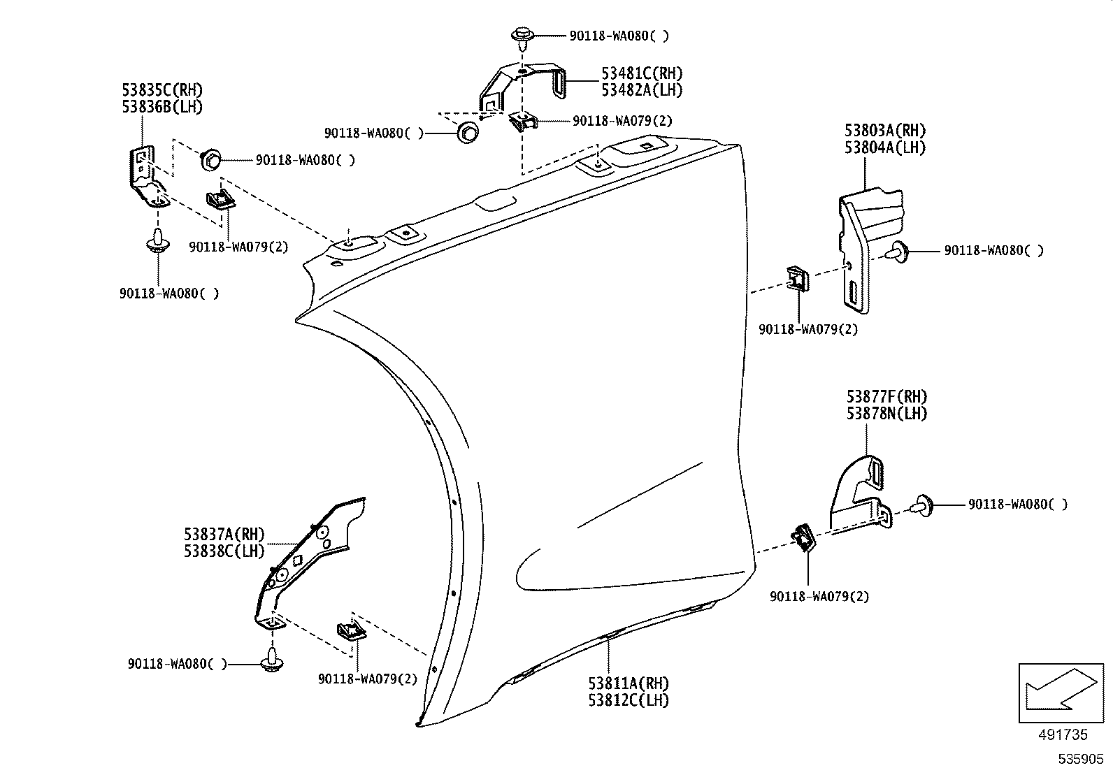 53383-WAA01 SEAL, HOOD TO COWL TOP product image