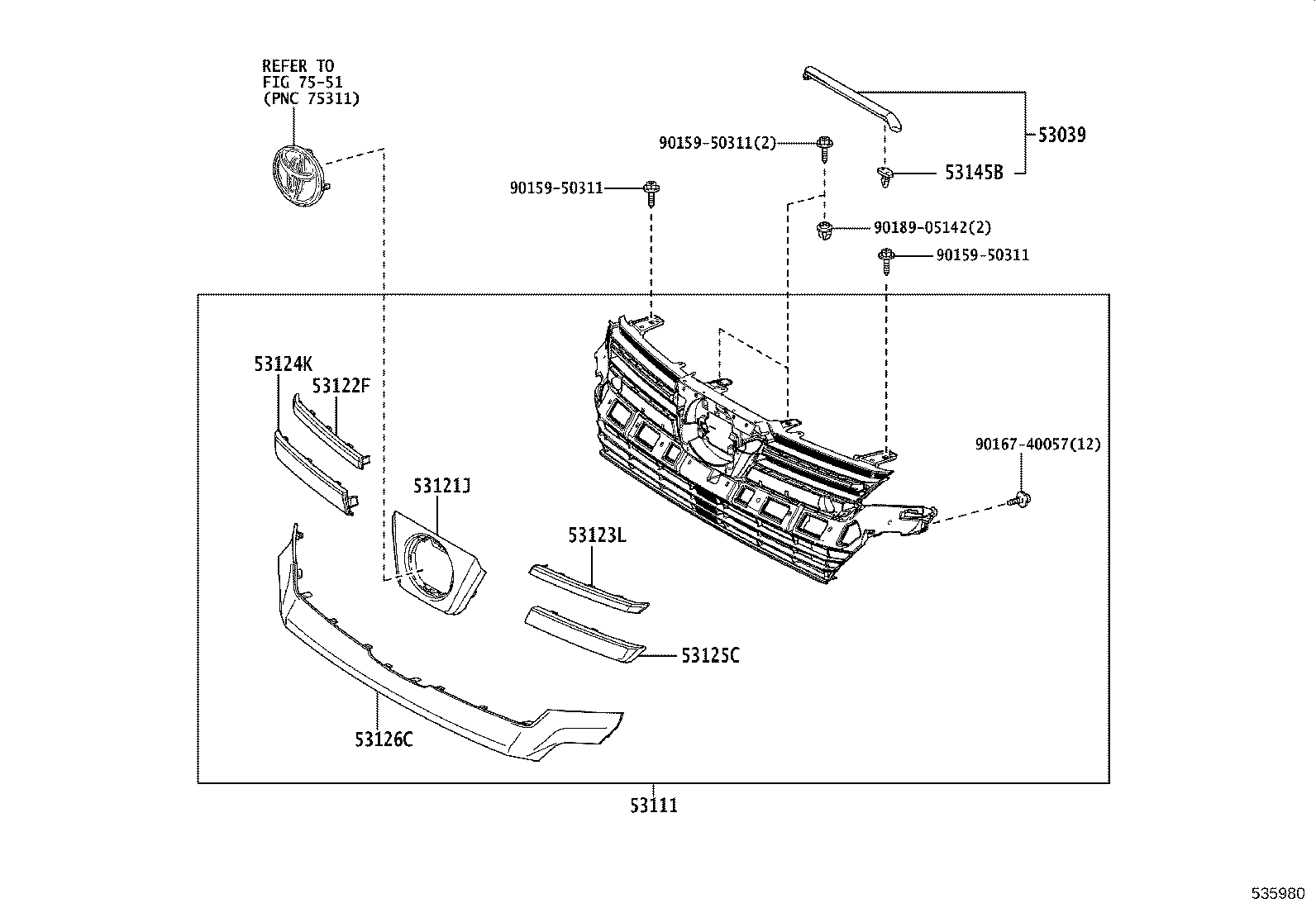 53101-V2020 GRILLE, RADIATOR product image
