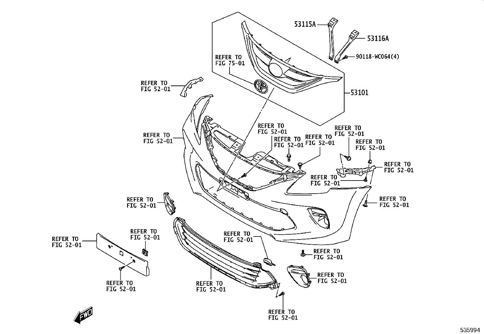 52133-WC001 BRACKET, RADIATOR GRILLE, RH product image