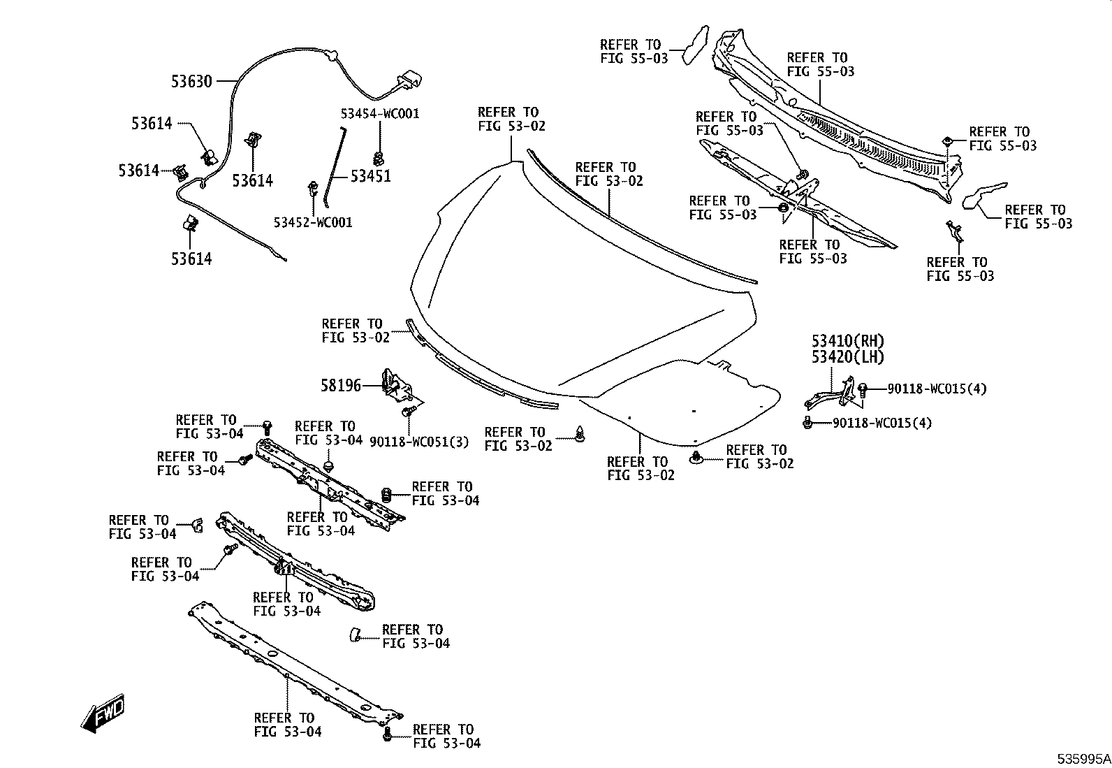 53630-WC001 CABLE ASSY, HOOD LOCK CONTROL product image