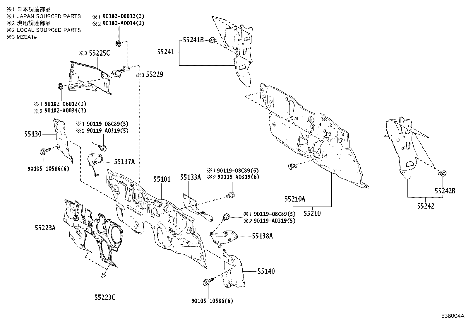 55130-02010 PLATE ASSY, FENDER APRON SET, RH product image