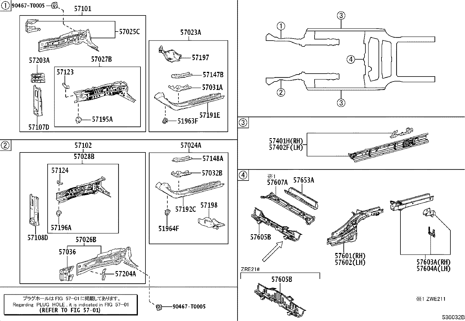 57028-02120 MEMBER SUB-ASSY, FRONT SIDE, INNER LH product image