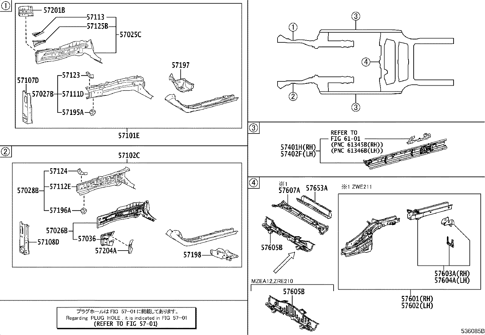 57028-02140 MEMBER SUB-ASSY, FRONT SIDE, INNER LH product image