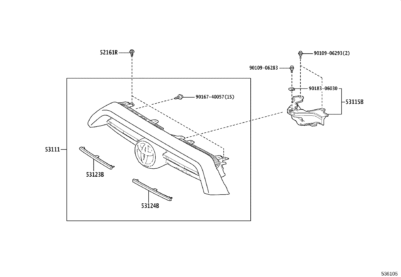 53124-35040 MOULDING, RADIATOR GRILLE SIDE, LH product image