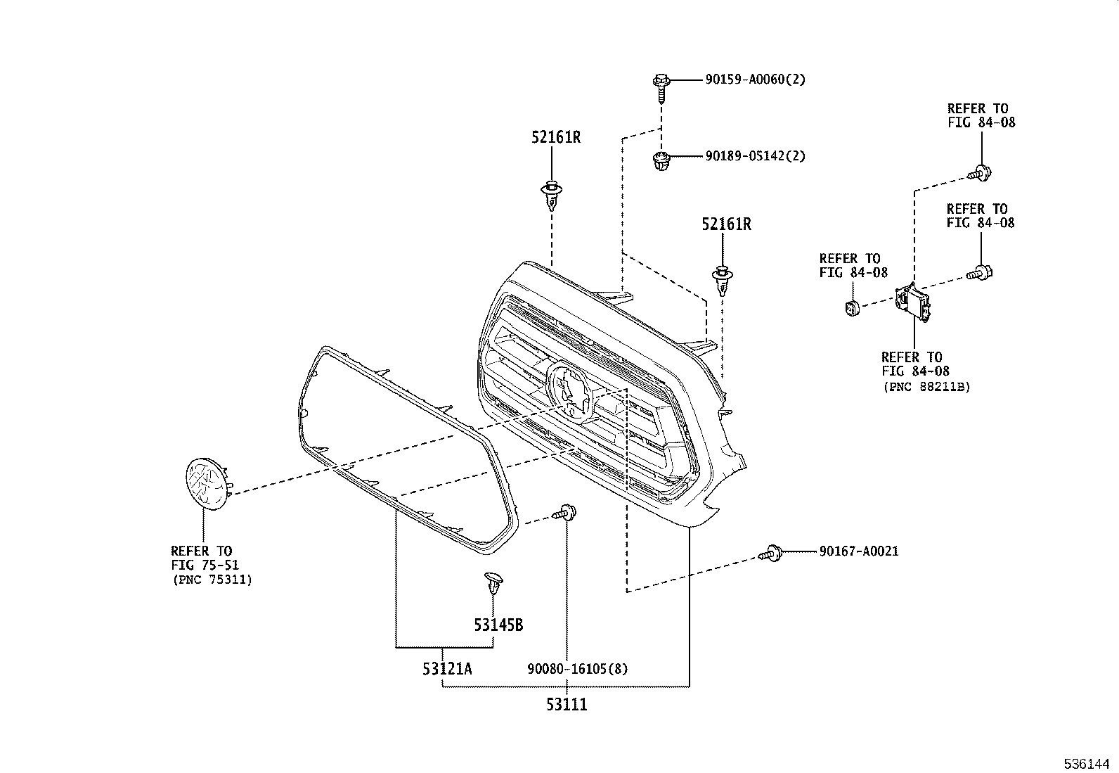 53100-04491 GRILLE, RADIATOR product image