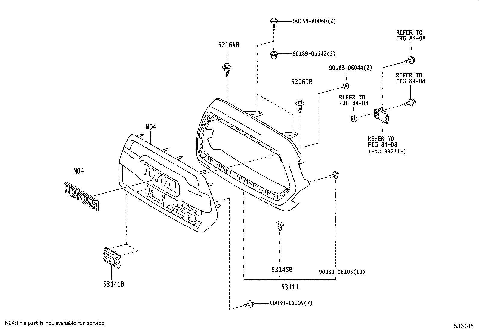 53100-04491 GRILLE, RADIATOR product image