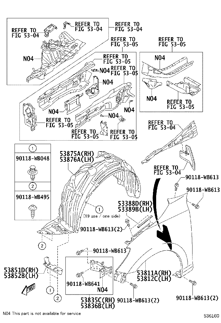53827-WB001 PROTECTOR, FRONT FENDER SIDE PANEL, RH product image