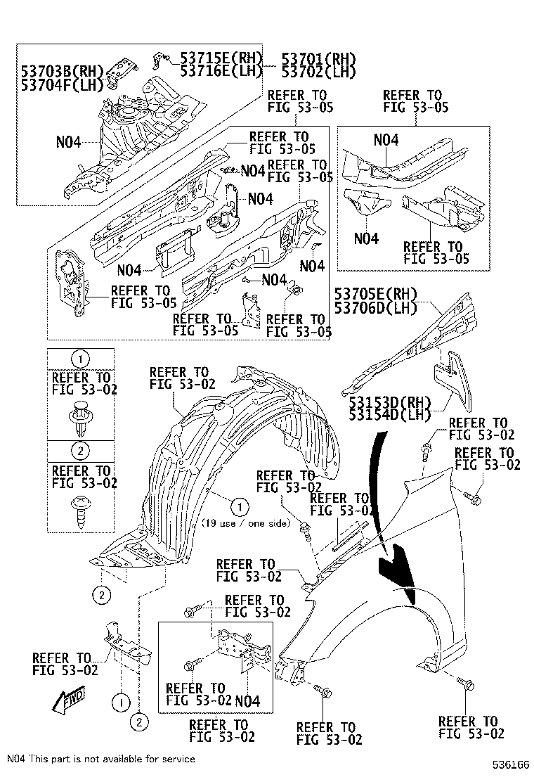 53153-WB001 GUIDE, RADIATOR GRILLE SIDE AIR, RH product image