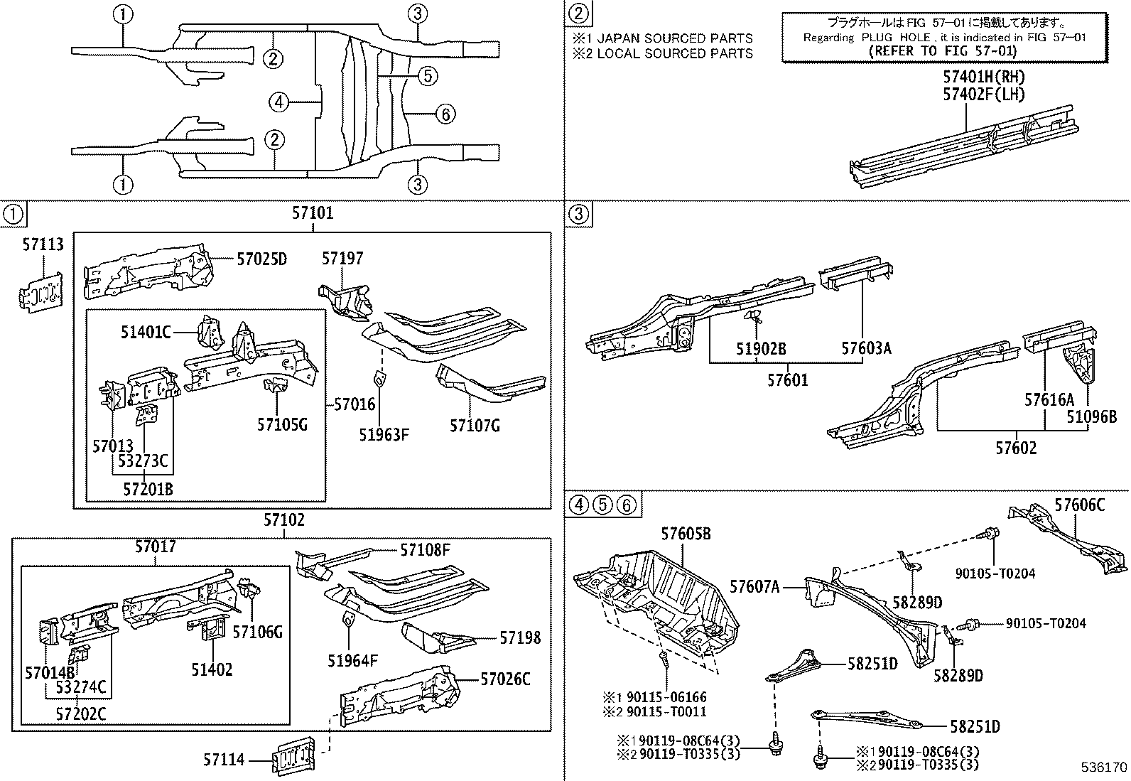 57107-0D110 BRACKET SUB-ASSY, FRONT SUSPENSION MEMBER MOUNTING, REAR RH product image