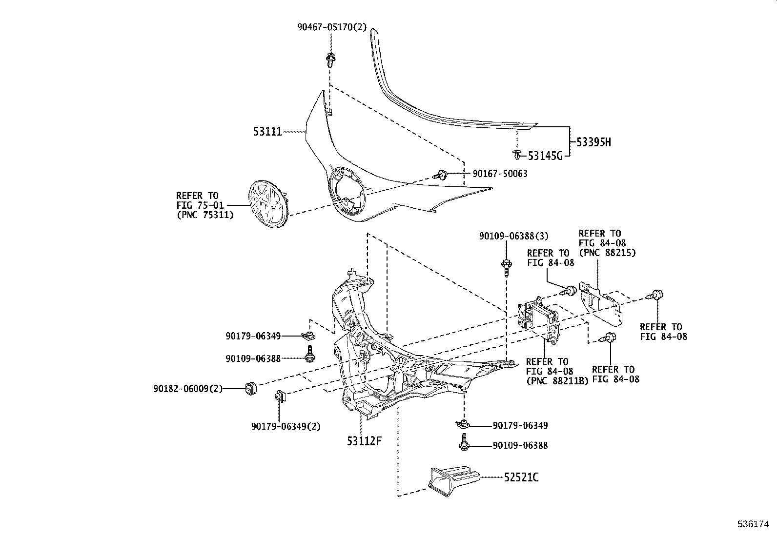 53111-10490 GRILLE, RADIATOR product image