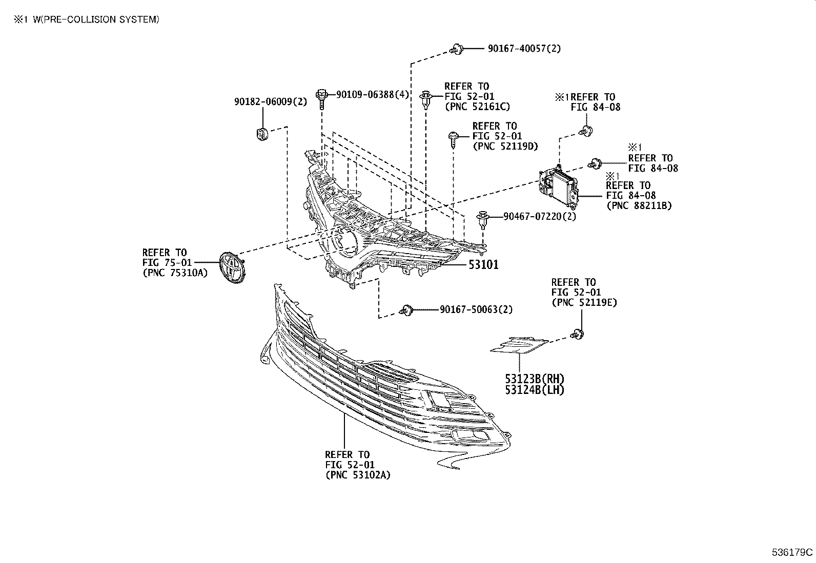 Toyota 53101-33570 GRILLE SUB-ASSY, RADIATOR