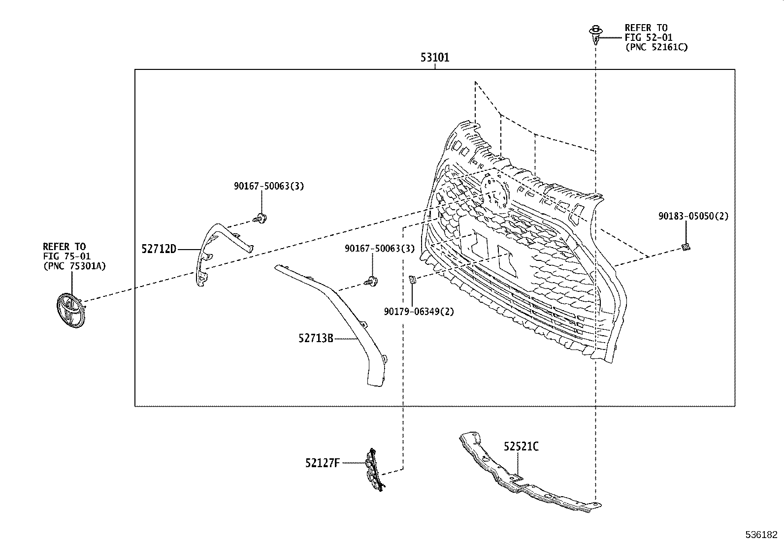 52521-0D030 RETAINER, FRONT BUMPER, UPPER product image
