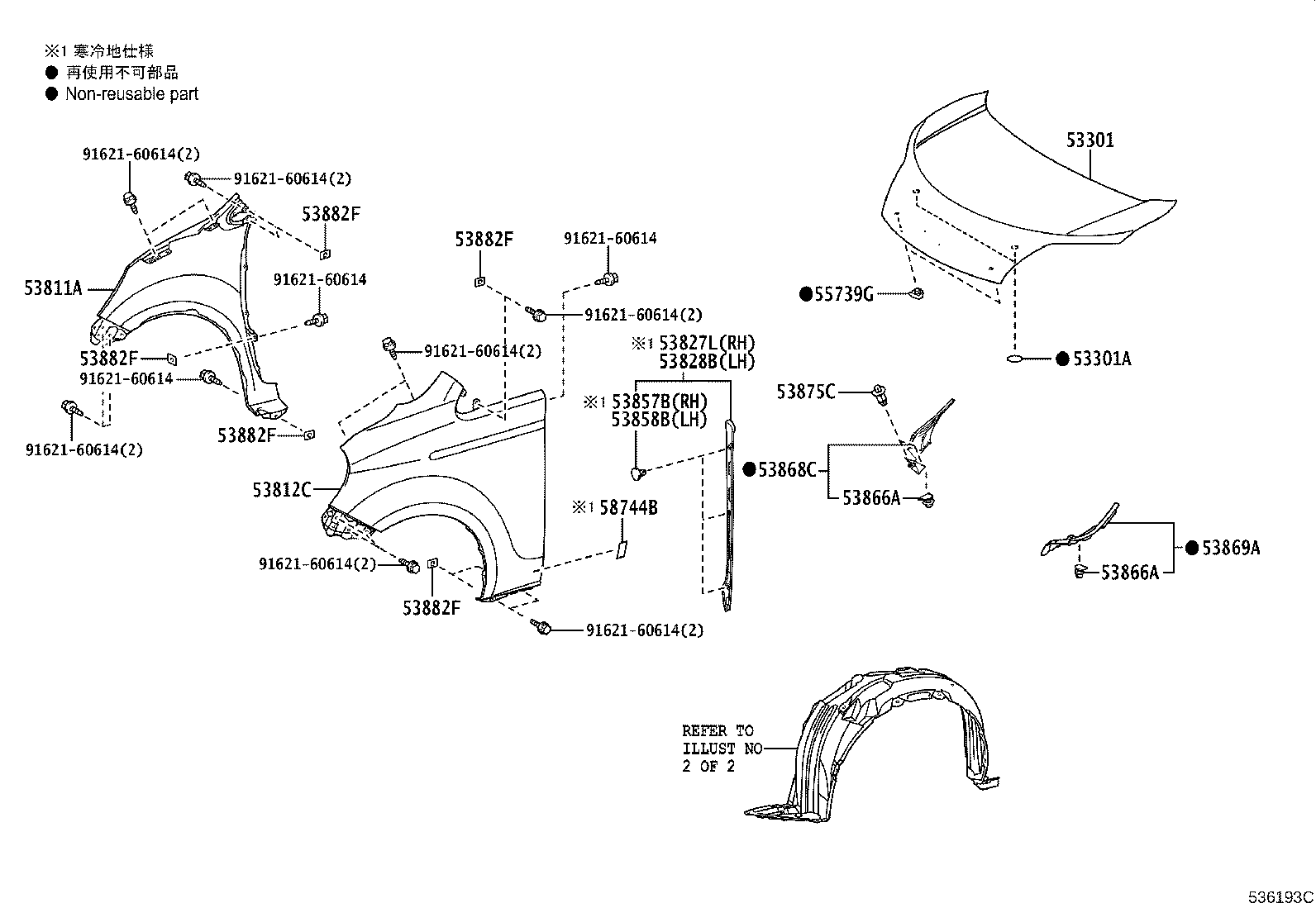53805-52090 LINER, FRONT FENDER, RH product image