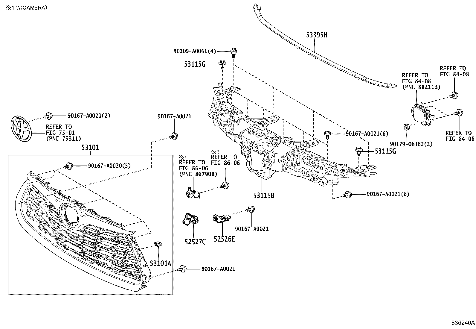 Toyota 53101-0E361 GRILLE SUB-ASSY, RADIATOR