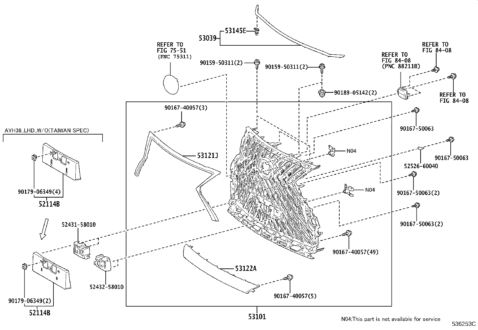 53121-58300 MOULDING, RADIATOR GRILLE, NO.1 product image