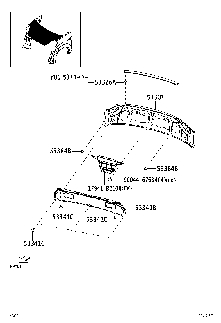 53875-B2470 LINER, FRONT FENDER, RH product image