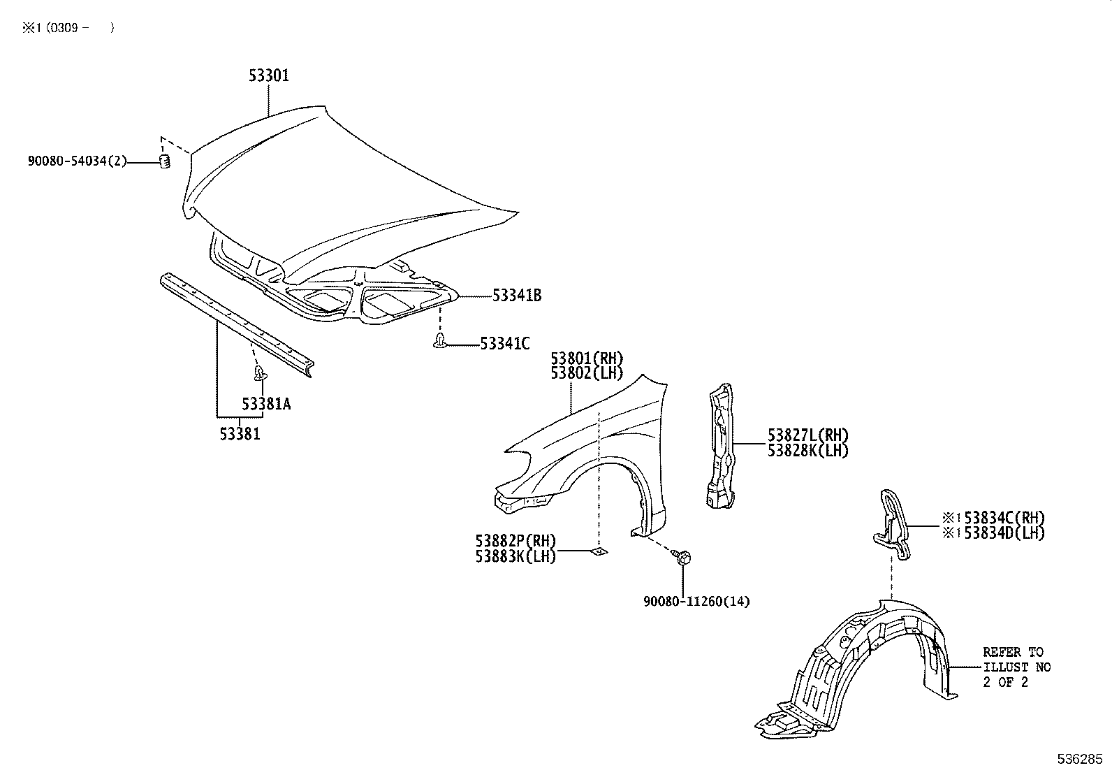 53801-02090 FENDER SUB-ASSY, FRONT RH product image