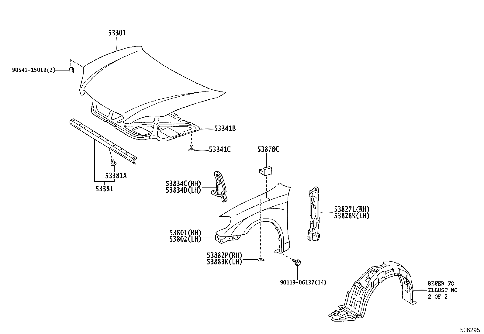 53341-02070 INSULATOR, HOOD product image