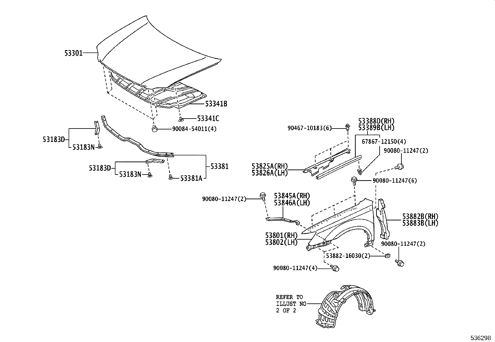 53183-07010 SEAL, HEADLAMP COVER TO HOOD product image