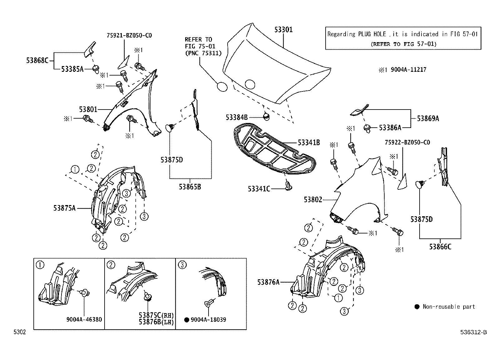90044-68280 CLIP(FOR HOOD INSULATOR) product image