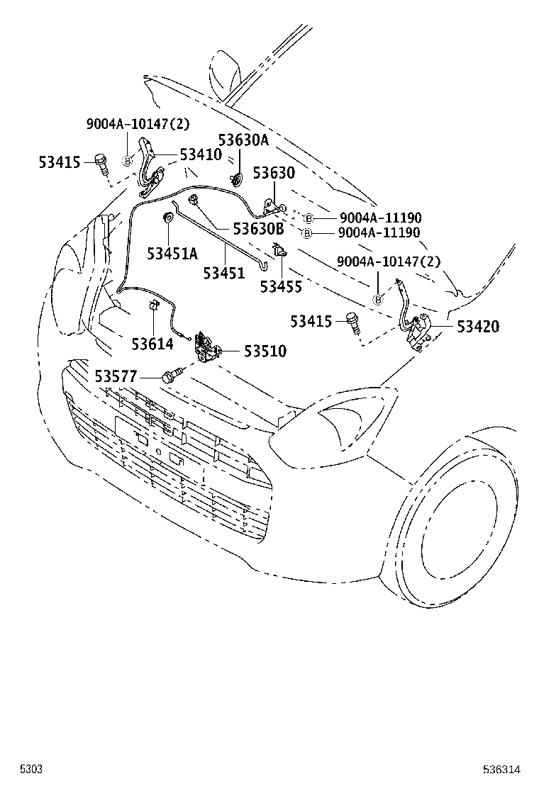 91631-G0614 BOLT, HOOD HINGE product image