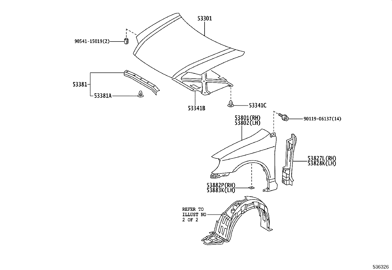 53876-12310 LINER, FRONT FENDER, LH product image
