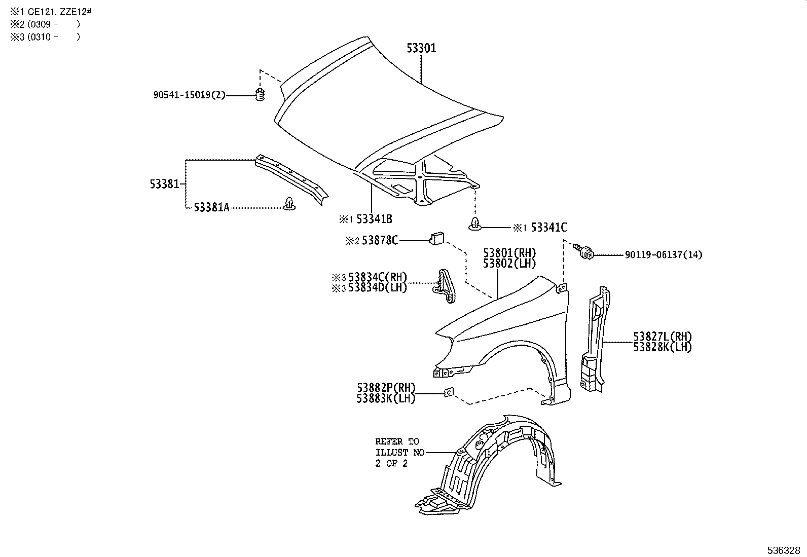 53876-12310 LINER, FRONT FENDER, LH product image