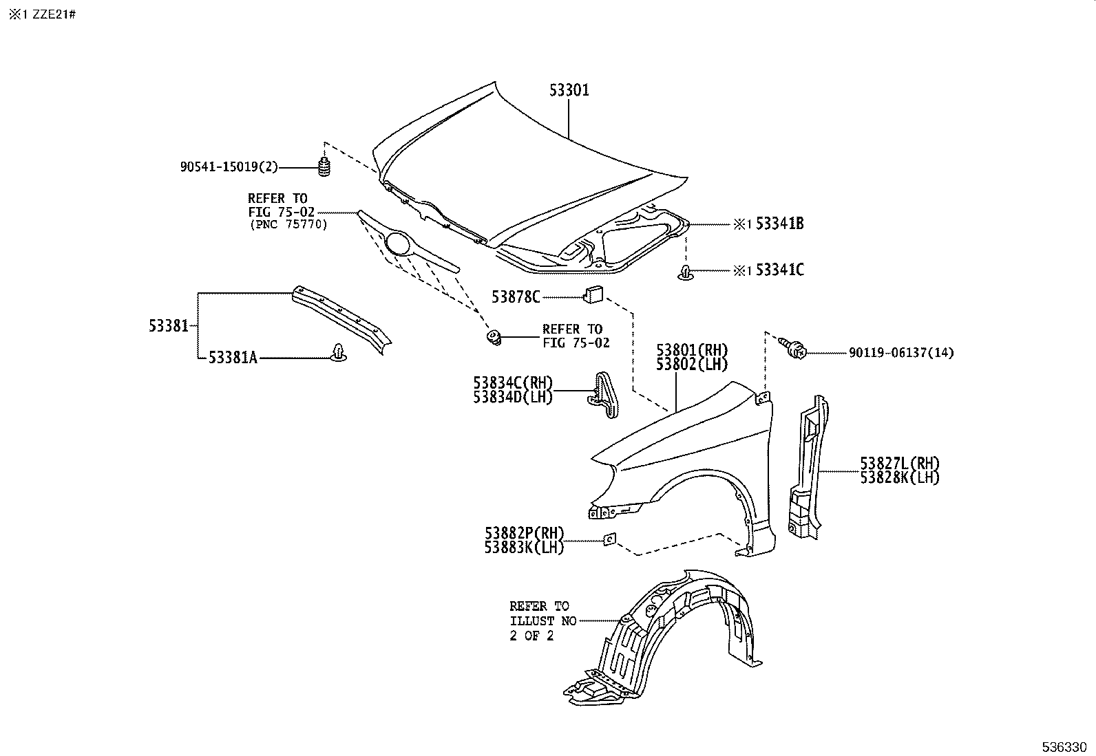 53876-12310 LINER, FRONT FENDER, LH product image