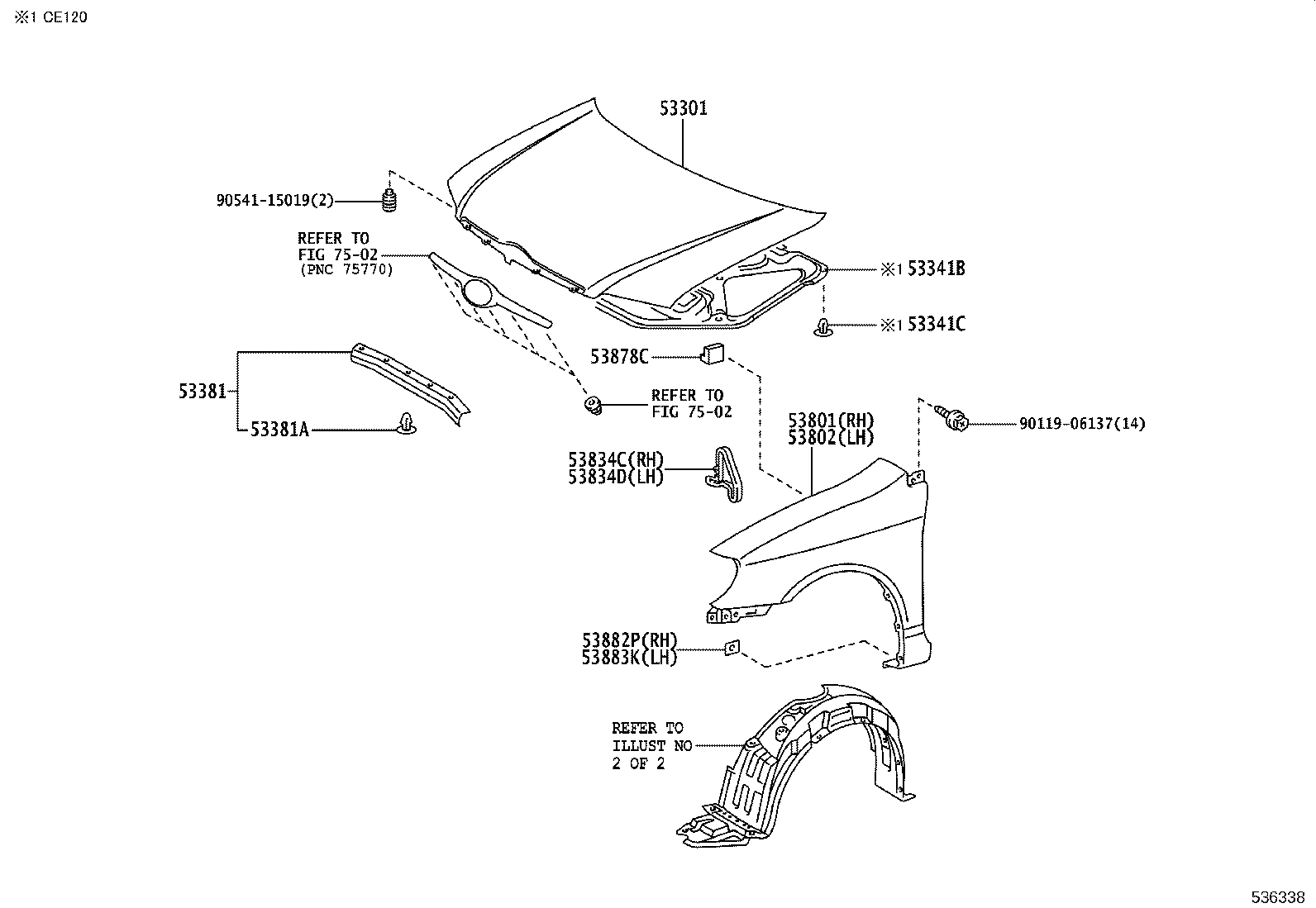 53381-02040 SEAL, HOOD TO RADIATOR SUPPORT product image