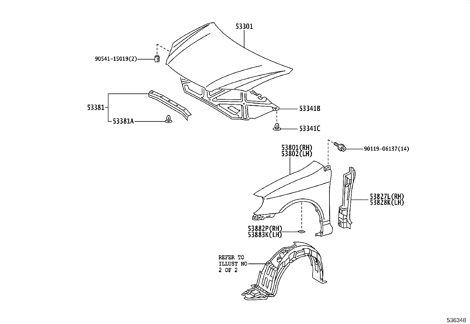 53341-02010 INSULATOR, HOOD product image