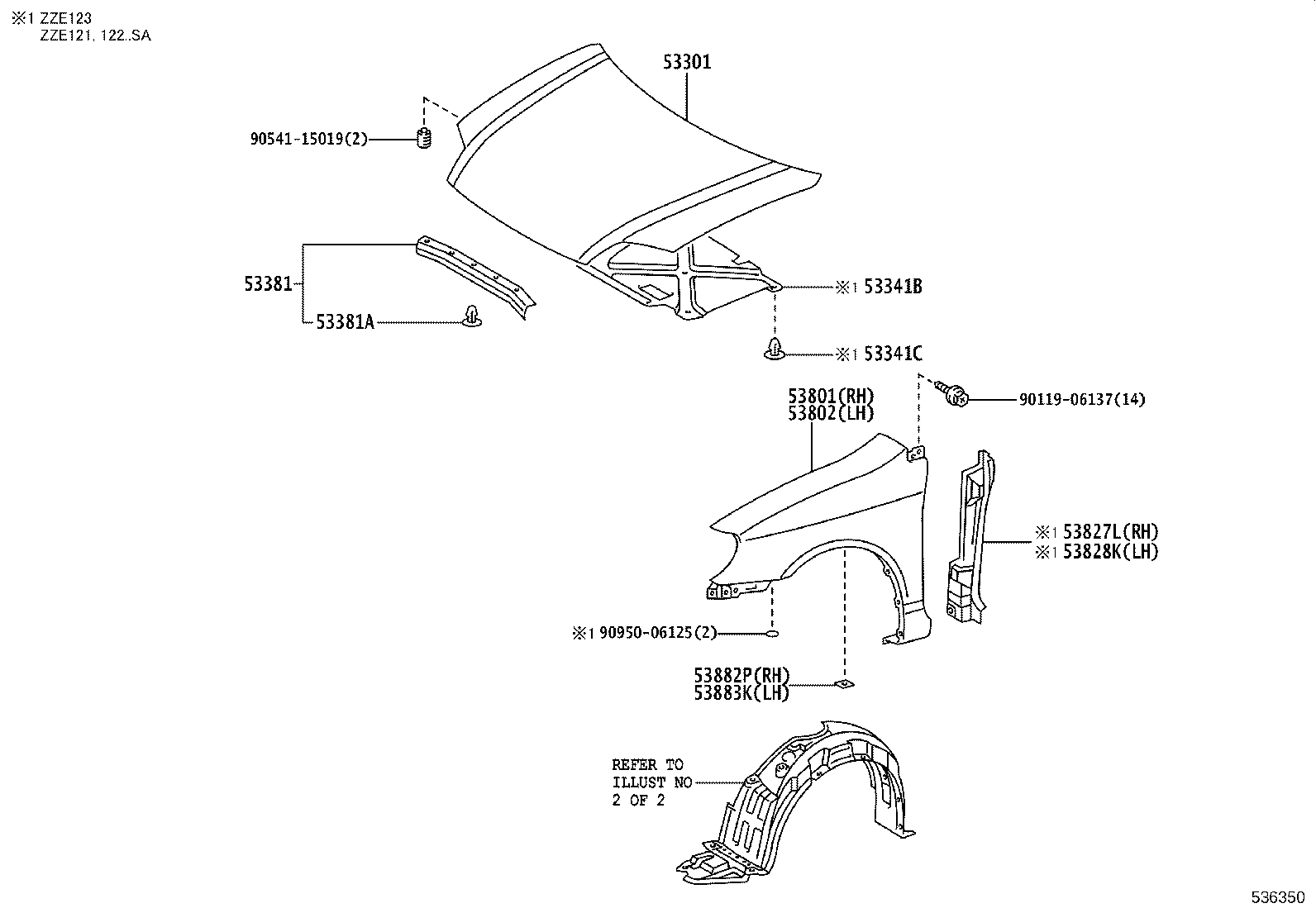53827-02050 PROTECTOR, FRONT FENDER SIDE PANEL, RH product image