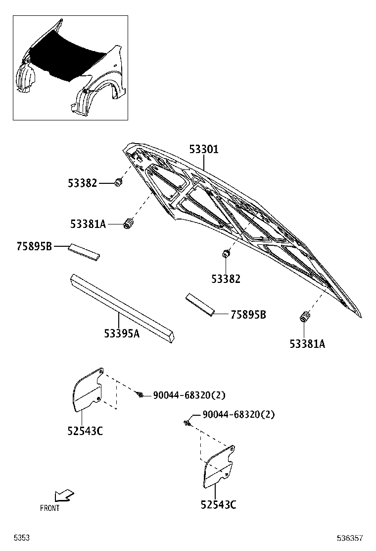 53812-BZ030 FENDER SUB-ASSY, FRONT LH product image