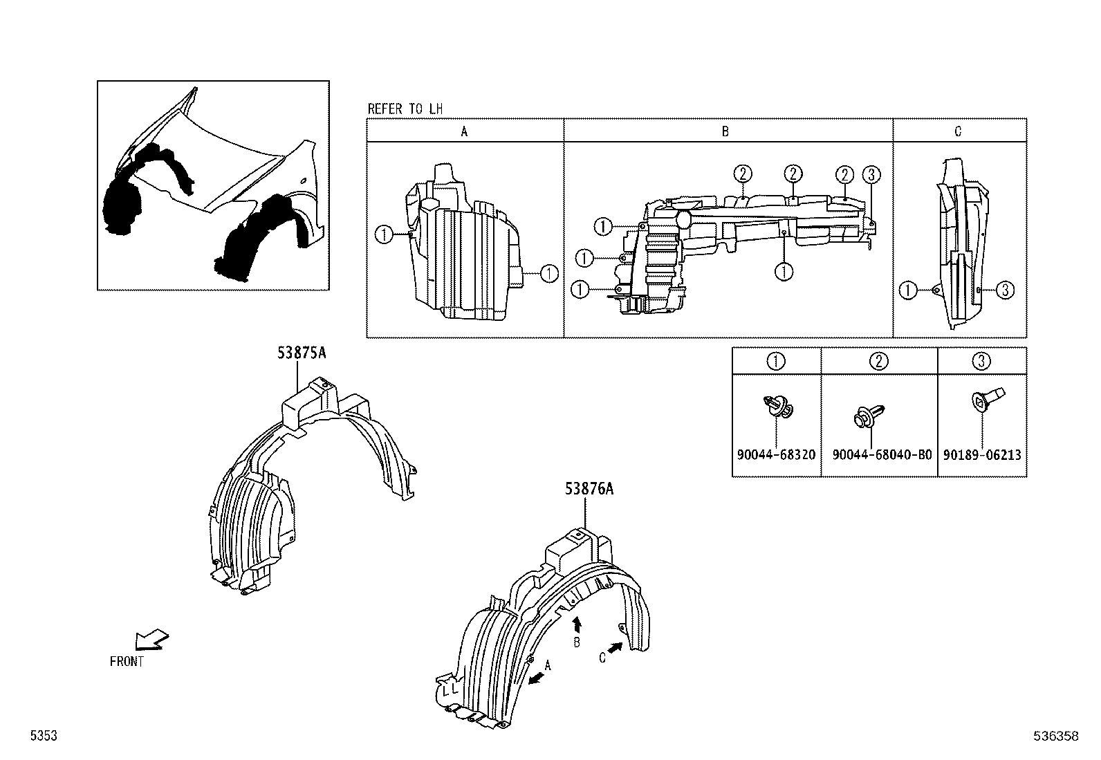 53812-BZ030 FENDER SUB-ASSY, FRONT LH product image