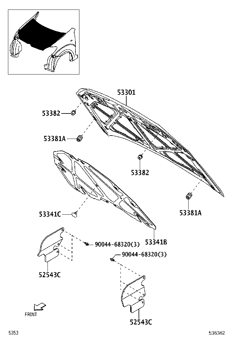 53812-BZ030 FENDER SUB-ASSY, FRONT LH product image