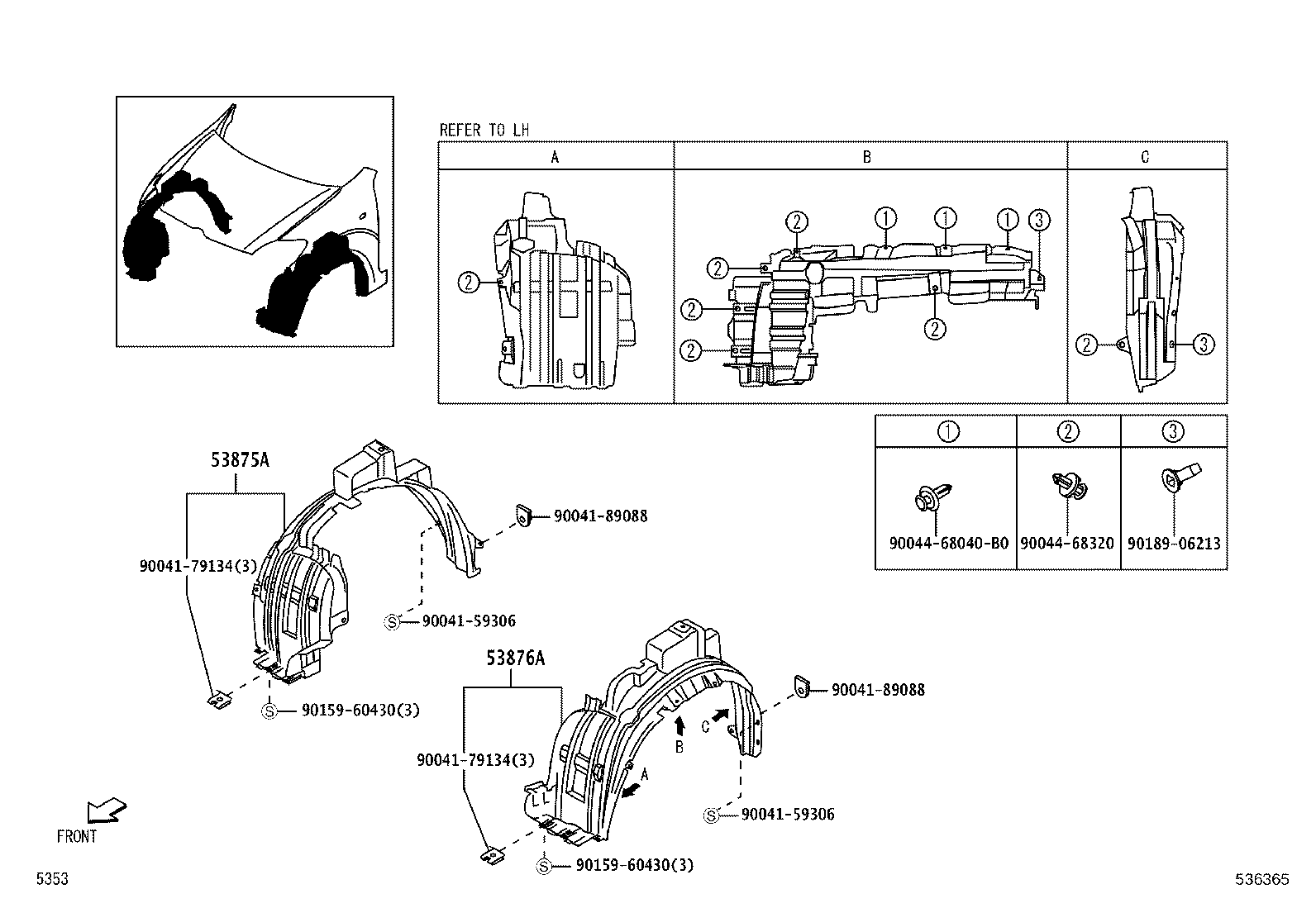 53812-BZ030 FENDER SUB-ASSY, FRONT LH product image
