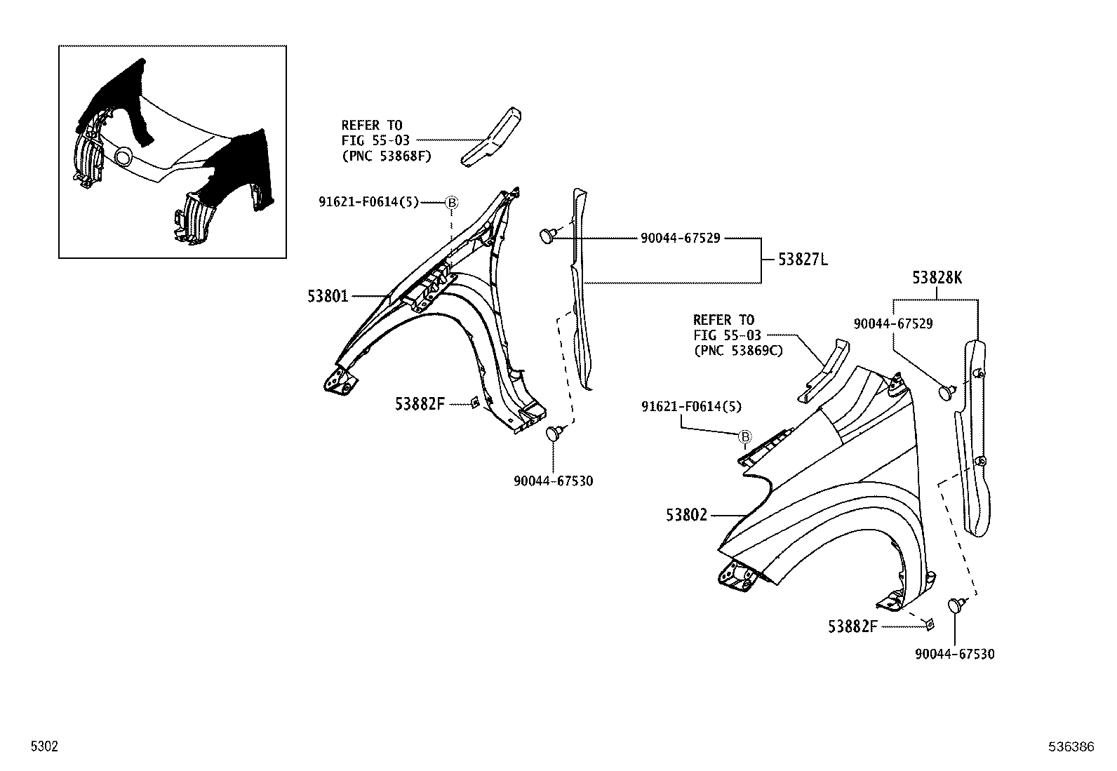 53812-B1010 FENDER SUB-ASSY, FRONT LH product image