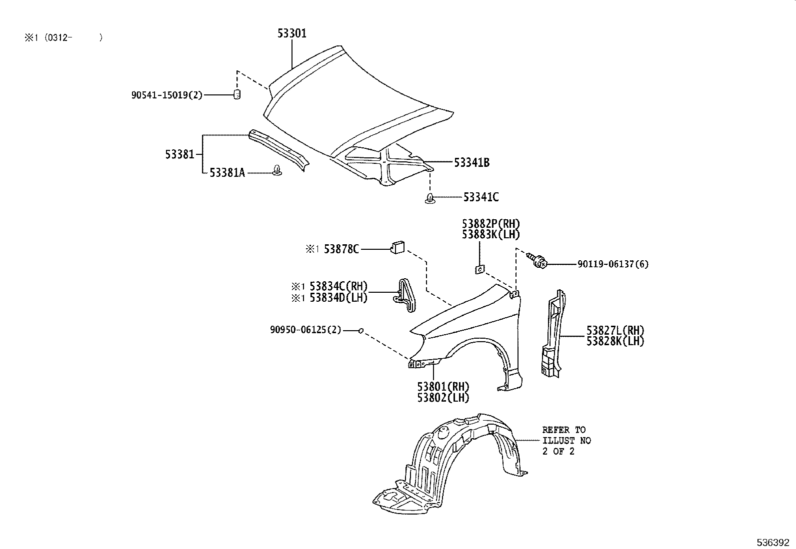 53812-13080 FENDER SUB-ASSY, FRONT LH product image
