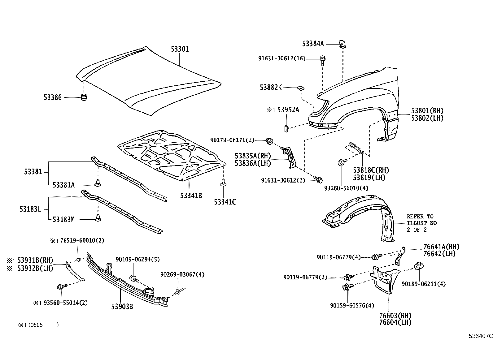 Toyota 53811-60891 FENDER SUB-ASSY, FRONT RH