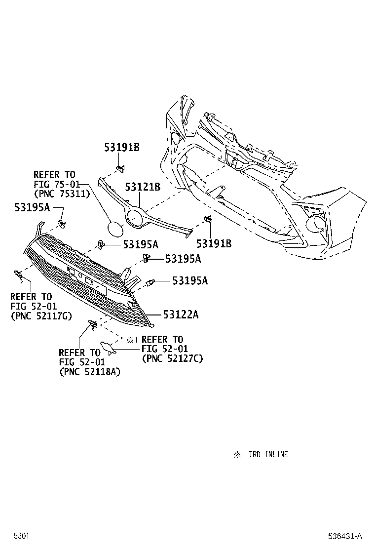 53123-BZ140 MOULDING, RADIATOR GRILLE, LOWER product image