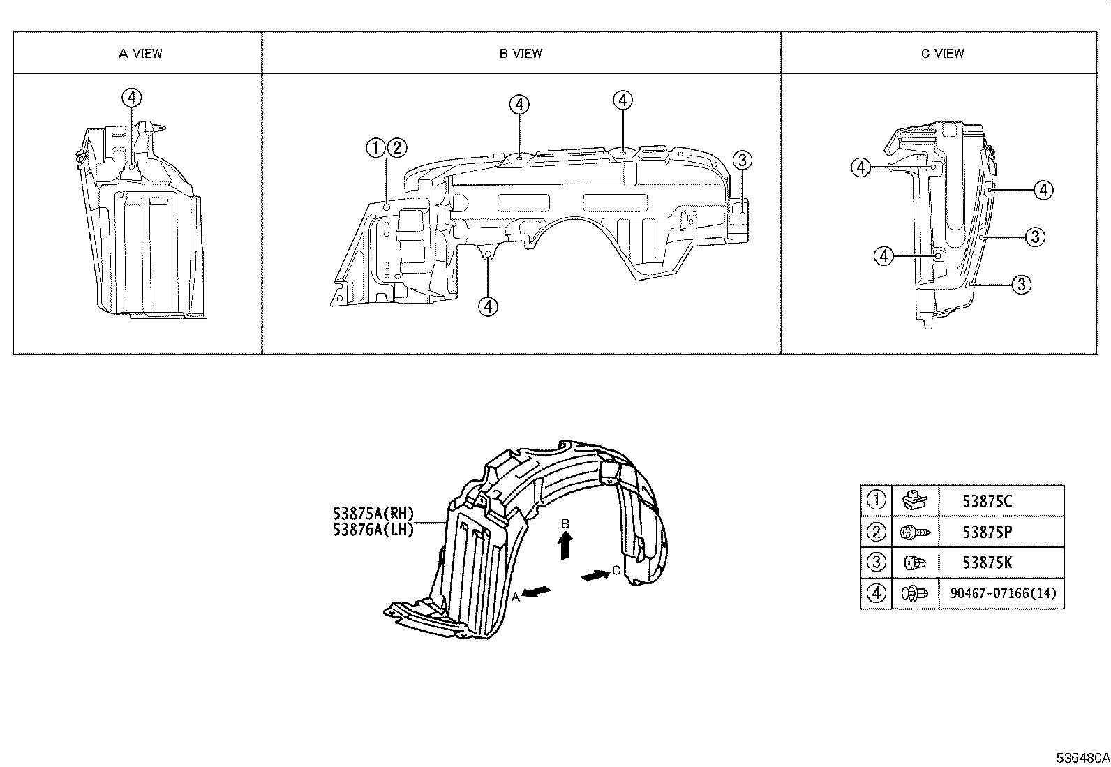 53811-0D030 FENDER SUB-ASSY, FRONT RH product image
