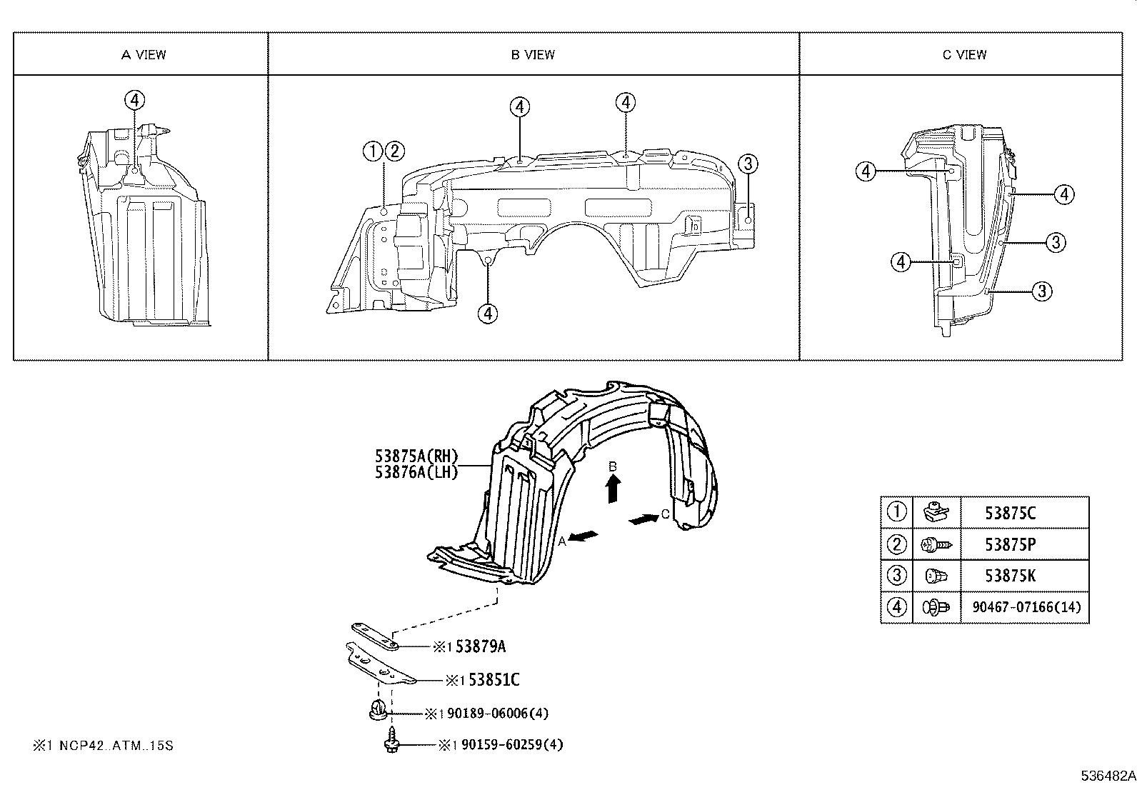 53811-0D030 FENDER SUB-ASSY, FRONT RH product image