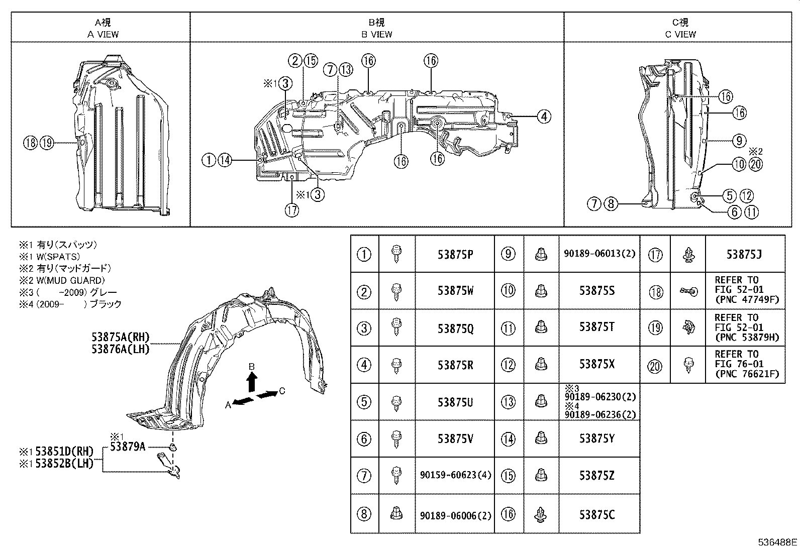 53827-K0010 PROTECTOR, FRONT FENDER SIDE PANEL, RH product image