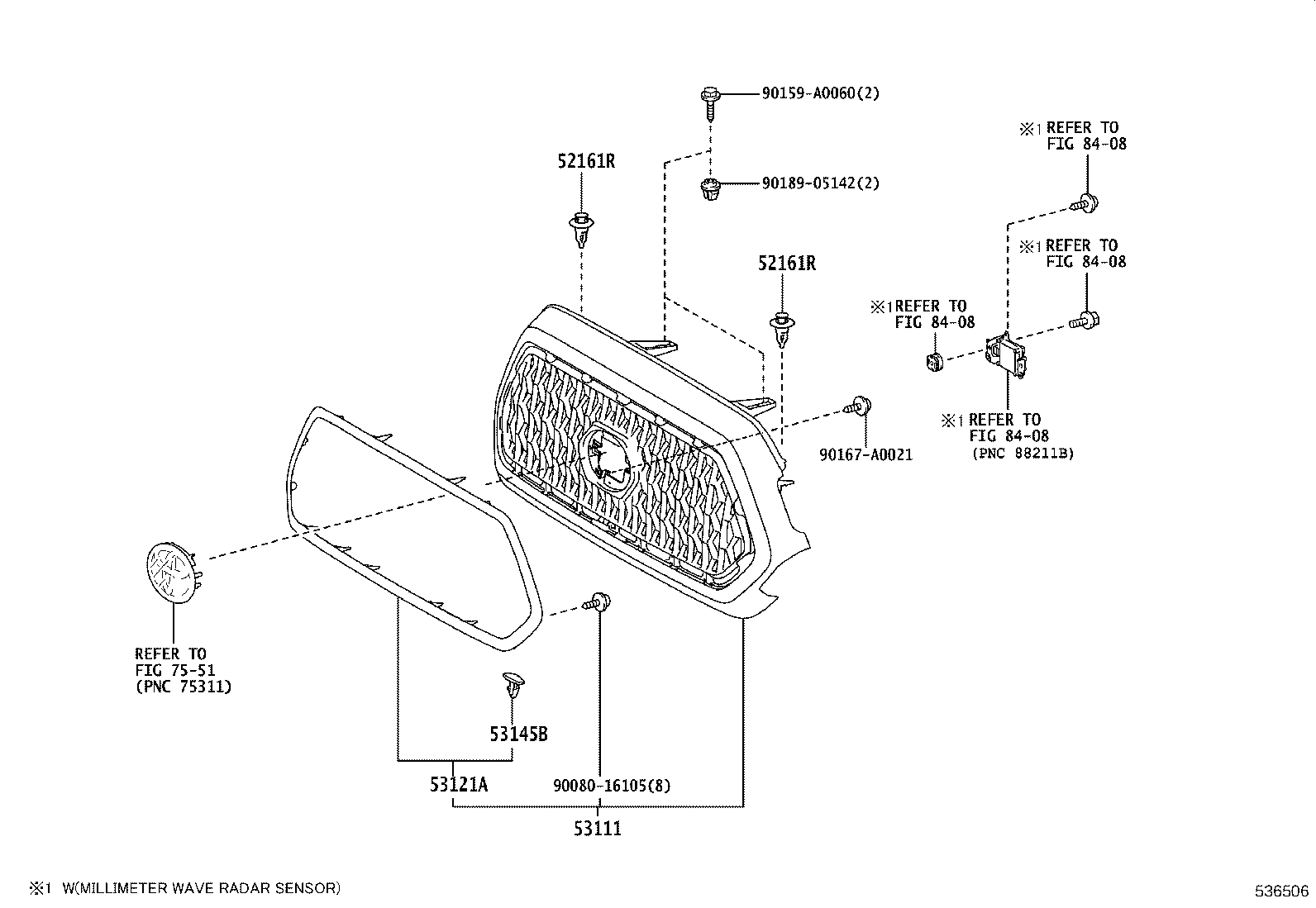 53100-04491 GRILLE, RADIATOR product image
