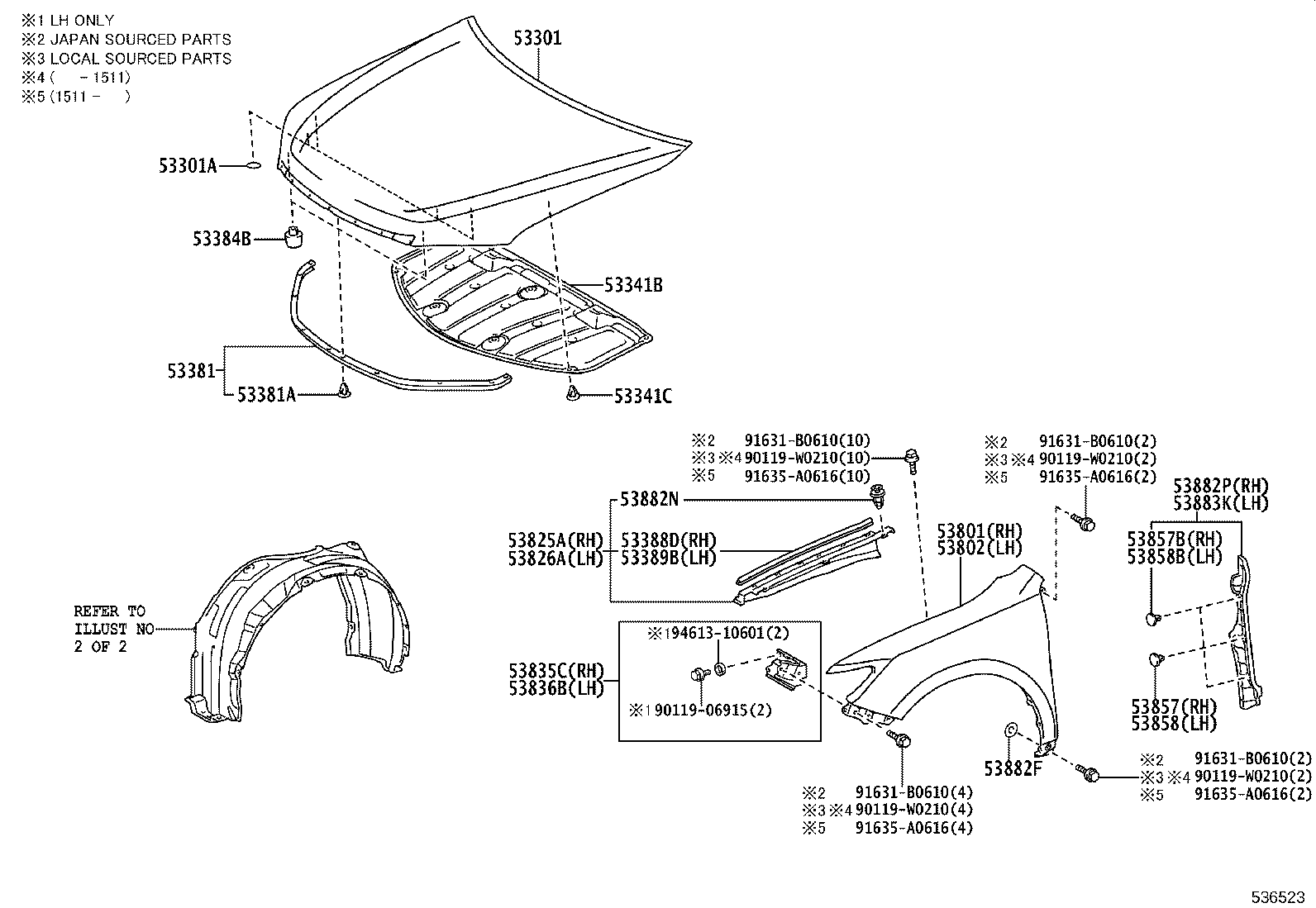 53384-22080 CUSHION, HOOD, CENTER product image