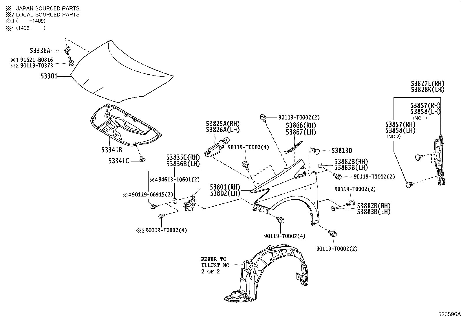 53801-47050 FENDER SUB-ASSY, FRONT RH product image