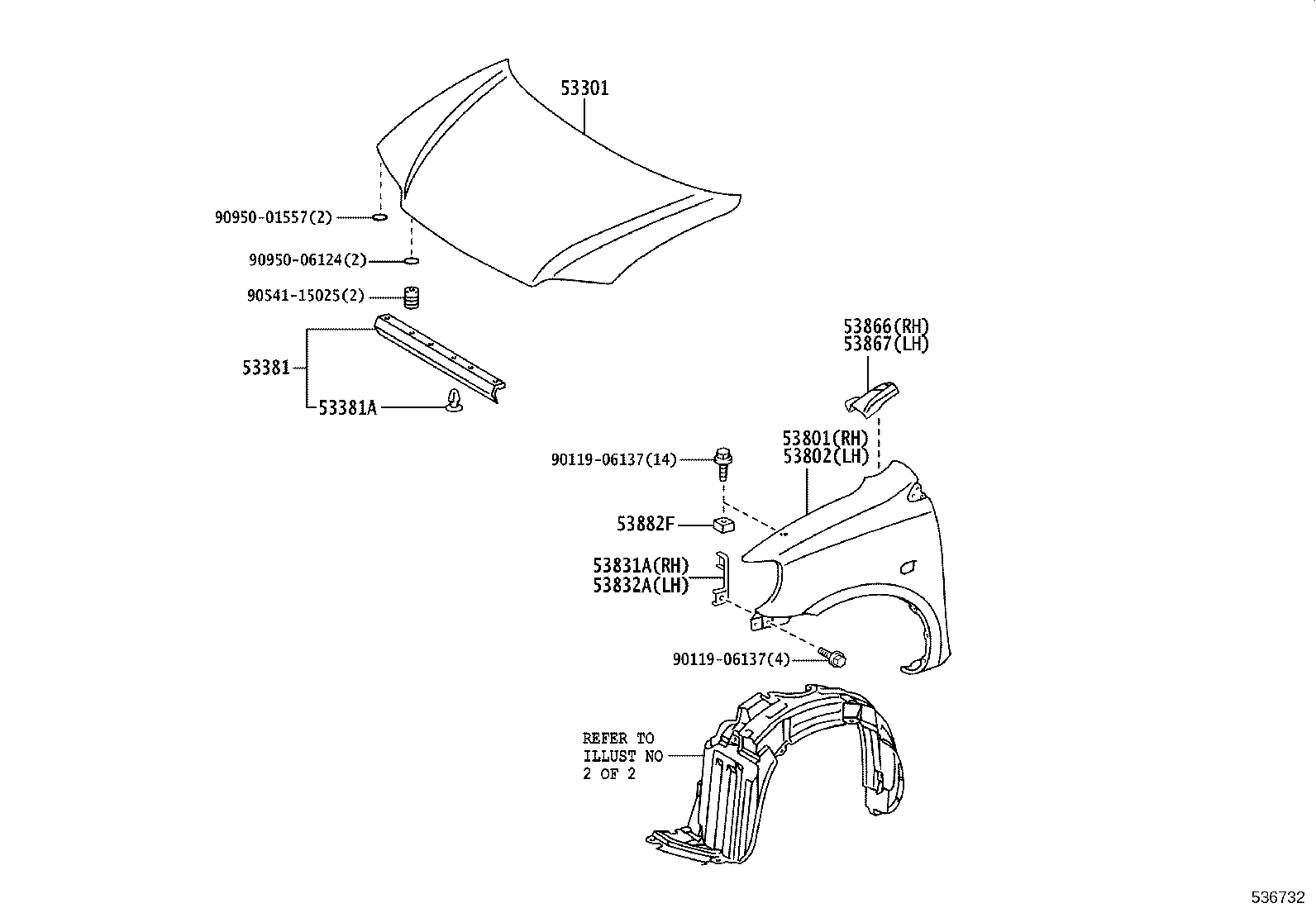 53812-52160 FENDER SUB-ASSY, FRONT LH product image
